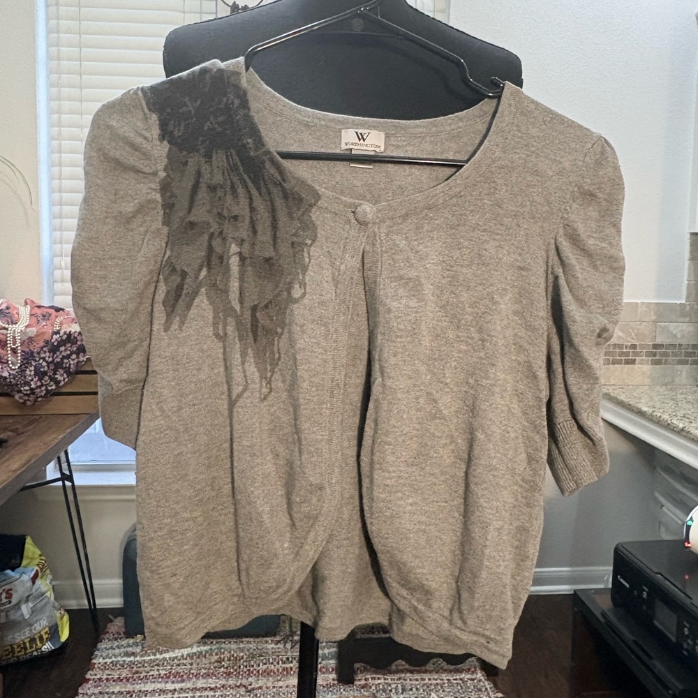 Worthingtin Heather Grey Ruched Sleeve Cardigan